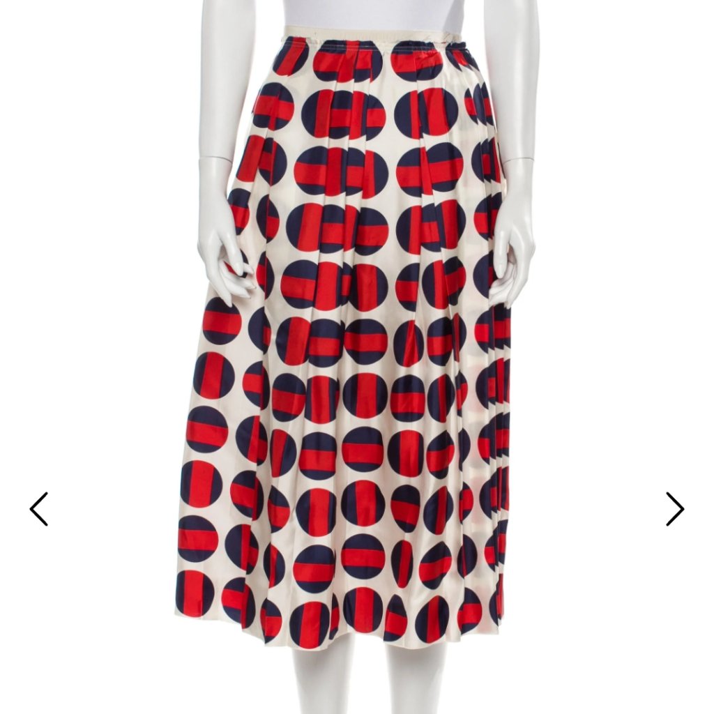 Gucci Silk Midi Length Skirt With Blue And Red Polka Dots